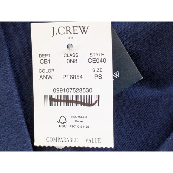 J. Crew Petite Long Sleeve Flannel Pajama Top Snowflake Womens Size PS Blue NWT - Picture 5 of 6